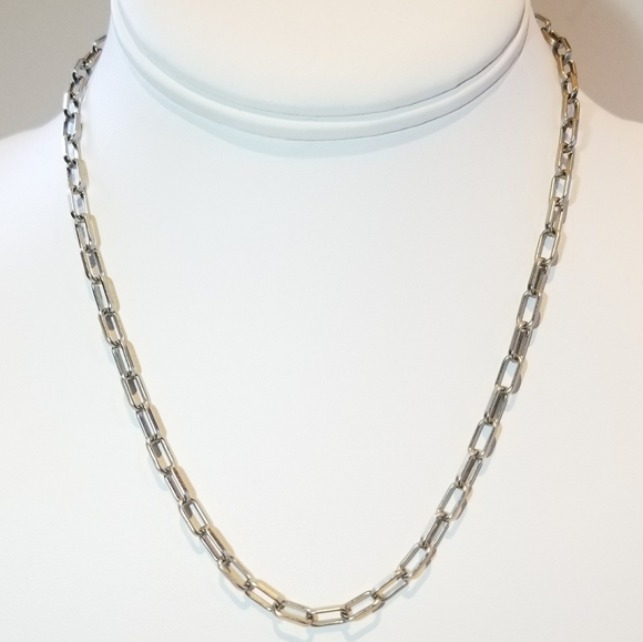 NEW Matte Silver paperclip link chain necklace - Picture 3 of 8